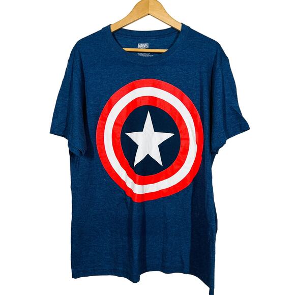 MArvel Captain AMerica Tee Short Sleeve Blue Red White - XLT - Picture 1 of 4